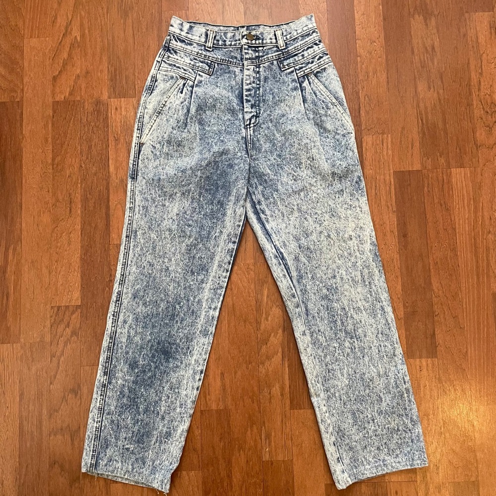 Vtg Wrangler Acid Wash Size 11 Jeans High Waisted Pleated Western Made in USA